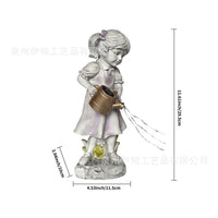 跨境太阳能灯户外天使摆件树脂工艺品花园庭院装饰小女孩水壶摆件