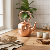 Copper Tea Kettle Polished Finish Stovetop Tea Kettle Curved Spout