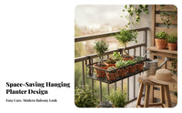 Hanging Railing storage rack areaSaving Balcony Shelf mesh Design for Fence, Gardeners