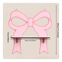 Wall Shelf with Bow Charming Wooden Shelf with Bow Pink Furniture for Girls, Teens, Nursery, Bedroom, Dressing Room