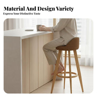 Upholstered Swivel Stool with Backrest Padded Seat Counter Chair for Pub, Adults