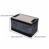 Multi-Purpose Foldable Storage Crate with Side Doors Heavy Duty Side Door Storage Crate Wood Lid Folding Bin for Campers