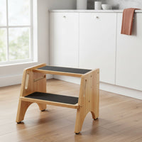 Wooden Step Stool with Handholds Stable Furniture Compact for Toddlers