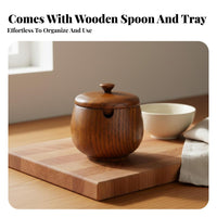 Seasoning Jar Keeps Seasonings Japanese Design Container Easy to Clean Wooden Seasoning Container for Dining Table