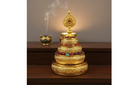 Gilded Tiered Mandala Plate Copper-Alloy Mandala Offering Plate Multi-Tier Ritual Object Ornate for Buddhist Practitioners, Display