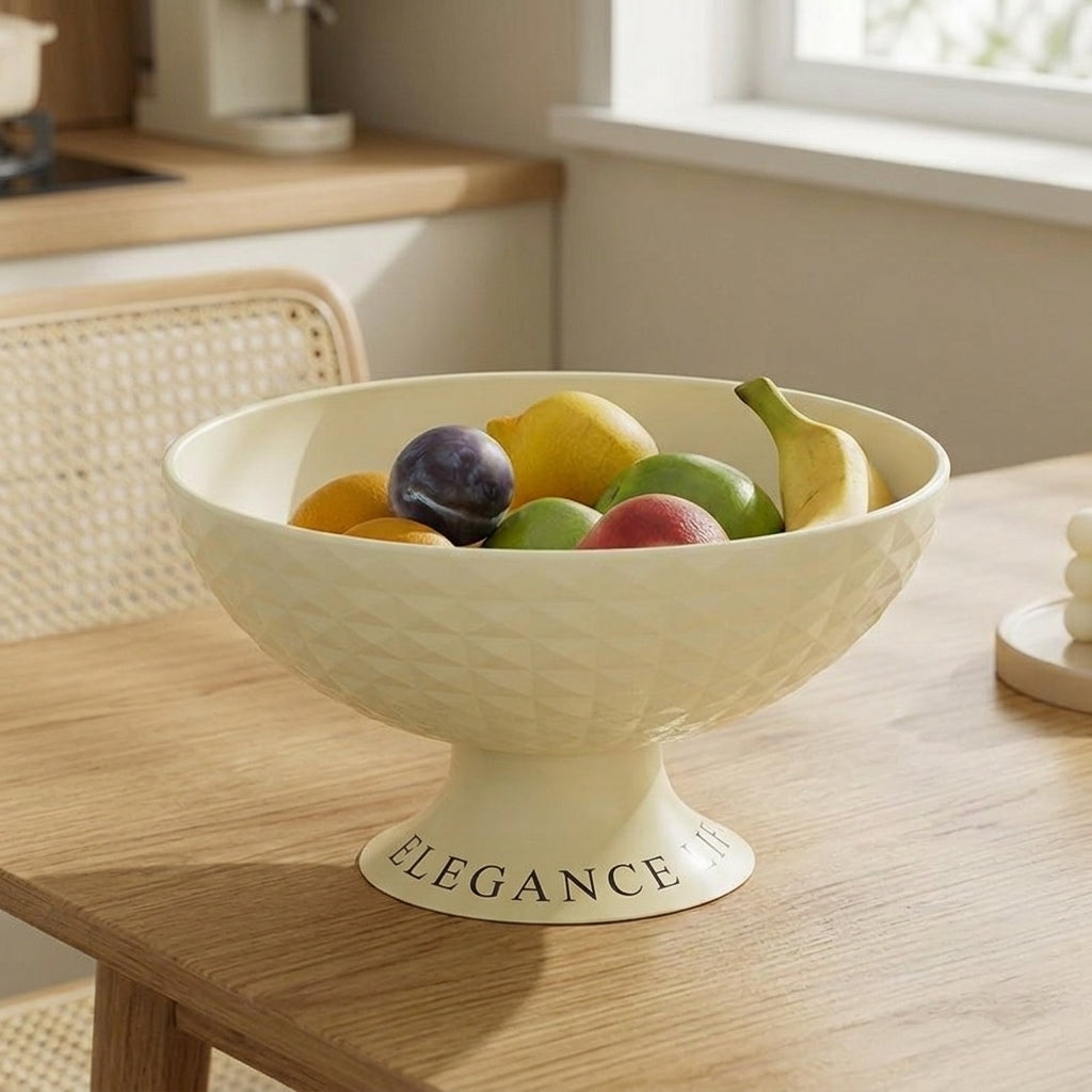 Pedestal Fruit Bowl, Large Capacity Salad Bowl with Drainage Base Synthetic Serving Bowls for Parties, Modern Decorative Fruit Bowl