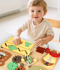 Wooden Montessori Busy Board for Kids Hand-Eye Coordination Early Learning