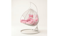 Cushioned Hanging Egg Chair with Stand Indoor Egg Chair with Stand Bedroom Furniture Cushy for Reading Nook