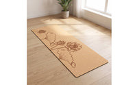 Non-Slip Cork Fitness Mat Grippy Fitness Mat with Rubber Base Cushioned Shock-Absorbing for Beginners, Home Workouts, Stretching
