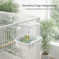 Bird Bath Tub for Cage Hanging, Spacious Bird Cage Shower Enclosure, Parrot Bath #variant:Covered Bath