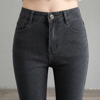 Thermal Leggings for Women with Fleece Lined High Waist for Winter, Black with Single Button Closure Design, Trousers