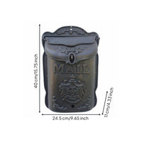 Vintage Cast Iron Mailbox European Vintage Mailbox Antique Look House Decor for Porch, Garden