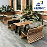 Outdoor Rattan Sofa and Table Set for Commercial Use
