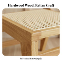 Woven Top Wooden Stool Mortise and Tenon Joinery Indoor Furnishing dense Wood Frame Multi-Purpose for Design aficionados