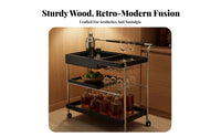 2-Tier Rolling Cart With casters Serving Trolley Retro design for Bedroom, Renters