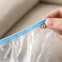 Disposable Furniture Dust Cover for Sofa and Bed, Extra Large Plastic Transparent Dustproof Film with Elastic Band