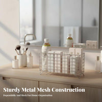 Mesh Basket with Wooden Handles Rust-Resistant Wire Container for Women, Parents