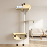 Cat Shelf and Climbing Frame with Perch and Bed, Solid Wood Wall-Mounted Shelves Sleeping for Large Indoor Cats, Sisal Rope Scratching Station
