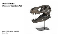 Resin Dinosaur Skull Open Jaw Decor Statue Bone-Like Details