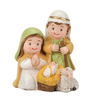 Cartoon Holy Family Nativity Scene Resin Figurine Set, Christmas Decor