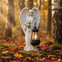 Resin Angel Lamp Statue Weather-Resistant Outdoor Decor Gift Ready Box for Yard