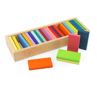 Rainbow Wooden Building Blocks Bright Multi-Hued Stacking Blocks Educational Geometric Shape Sorting Toy for Kids, Young Children, Preschool, Playroom