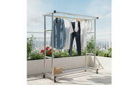 Stainless Steel Clothes Drying Rack with Wheels Movable Mobile Clothes Rack with Shoe Shelf Heavy Duty Compact for Bedroom