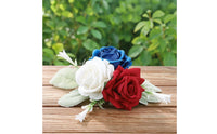 Artificial Rose Decoration Layered Faux Flower Accent with Leaves Cake Flower Topper Lightweight Cake Topper with Flowers