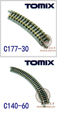 火车模型N型TOMIX MINI弯轨岔道单根 C103 C140 C177 PR140 PL140