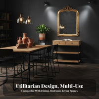 utilitarian Drawer Chest on casters Vintage Look Storage Cabinet Multi-Purpose adaptable for Homeowners, Office Workers