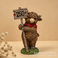 跨境新品独立日高地牛雕像250周年摆件家居庭院桌面创意桌面装饰