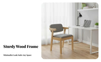 Modern Minimalist Design Upholstered Wooden Armchair Ergonomic Backrest Upholstered Armchair with Wood Legs Sturdy Frame Desk Chair Rounded Edges for Students, Office Workers, Homeowners, Study Room, Bedroom, Reading Nook, Entryway