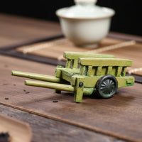 2 Pieces Bamboo Design Tea Pet Handmade Woven Wagon Ornament Long-Lasting