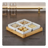 Compartmentalized Design Snack Platter with Stand Removable Dishes Multi-Compartment Food Platter Compartment Serving Dish Set Dishwasher Safe for Restaurants