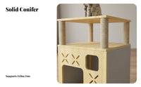 Solid Wood Construction Cat Climbing Frame Spacious Perch Wooden Cat Tree Stable and Sturdy Sisal Scratching Post Structure Easy Assembly for Apartment Dwellers, Kitten Owners, Small Areas, Indoors, Living Room, Bedroom