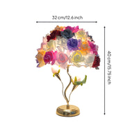 Cute Table Lamp with Floral Shade Decorative Rose Lamp Elegant Accent Light Gold-Tone for Bedroom, Living Room, Vanity