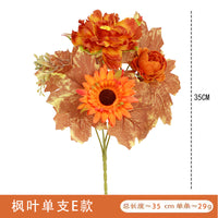 Artificial Maple Leaf Bunch with Sunflowers for Autumn Thanksgiving Decor