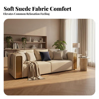 Lowoutline Straight-Line Sofa Light Luxury aesthetic Living Room Seating Italian Inspired Couch for Families, Adults, Showroom, Lounge Area, Movie evenings