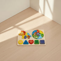 Wooden Puzzle Early Learning Shape Matching Board Wooden Toy with Geometric Pieces Educational Fine Motor Skills for Toddlers