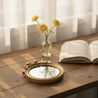Mirror with Bow Frame Ornate Standing Mirror Decorative for Dessert Table