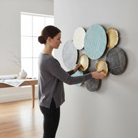 Layered Circular Wall Decor Hand-Painted Metal Disk Wall Art Fan-Shaped Accents