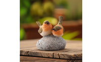 Bird Statue with Stone Look Base Carved Bird Figurine with Stone Realistic for Patio