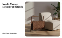 Faux Rattan Magazine Rack Multi-Functional Hand Woven Magazine Holder Space Saving Wicker Pattern Book Basket for Living Room, Bedroom, Washroom
