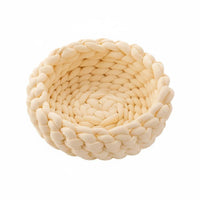 Chunky Knit Cat Bed Handcrafted Look Crochet Pet Resting Place Vegan Woven Cat Nest for Cats, Indoor