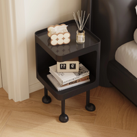 Compact 30cm Wide Bedside Table with Glass Shelf