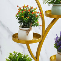 Corner Shelf Plant Stand for Indoor Plants, Ornate Curved Metal Design with Round Base, Heavy Duty Tiered Plant Pot Stand, Tall Display Stand