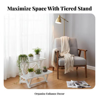 Tiered Ladder Shelf Freestanding Folding Ladder Stand Easy Assembly for Indoor