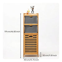 Tilt Out Laundry Hamper Narrow Storage Cabinet Compact Freestanding Shelf with Drawers for Bedroom