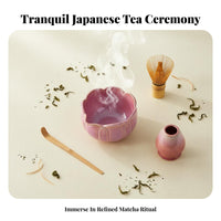 Kiln-Glazed Ceramic Matcha Tea Set Natural Bamboo Japanese Matcha Kit Beginner-Friendly for Beginners, Home Cafe