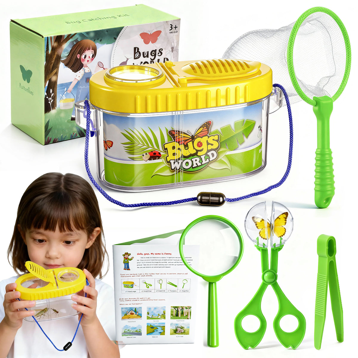 Outdoor Insect Catcher Kit 6-Piece Set with Observation Box for Kids